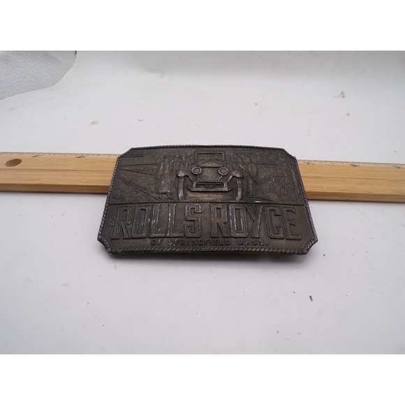 Vintage Rolls Royce of Springfield Mass Belt Buckle Brass Tone Classic Car
